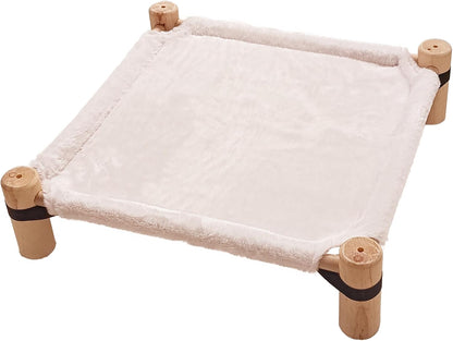 Pozico Cat Hammock Bed – Wooden Elevated Cat/Dog Bed with Plush Winter Fabric – Raised Pet Cot Furniture for Small Dogs, Cats & Small Animals – Warm Indoor Lounger – Portable & Washable6