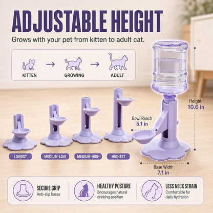 Gravity Cat Water Dispenser Stand - Spill-Proof, Gravity Self Refilling Cat & Dog Water Bowl, Anti-Tip Cat Water Bowl with Suction Base Keeps Water Clean and Fresh for Messy Pets，Blue4