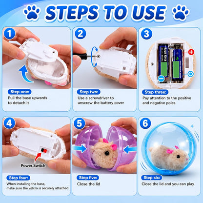 2026 New Self-Rolling Interactive Cat Ball Realistic Animal Automatic Moving Rolling Cat Ball 360° Rolling Spin Moving Cat Ball Fun Indoor Interactive Pet Ball for Cats Dogs Chasing (Blue, Mouse-A)5