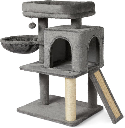 Amazon Basics Indoor Cat & Kittens Multi-Level Climbing Activity Tower with Scratching Posts, 2 Condos, FSC Certified, M - 30"(76.2Cm) H, Grey1