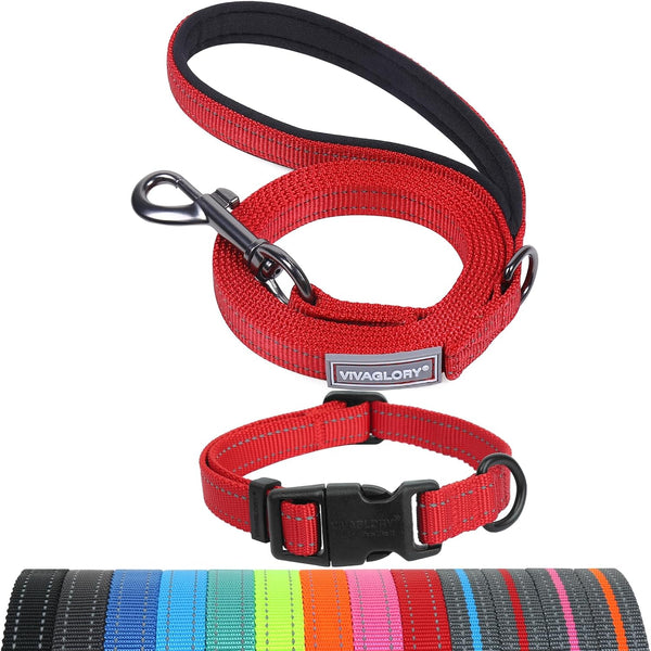 VIVAGLORY Dog Leash Puppy Leash for Collar, 3Ft X 1In, Black | with Soft Padded Handle for Training & Walking, Heavy Duty & Double Layer Nylon Pet Puppy26
