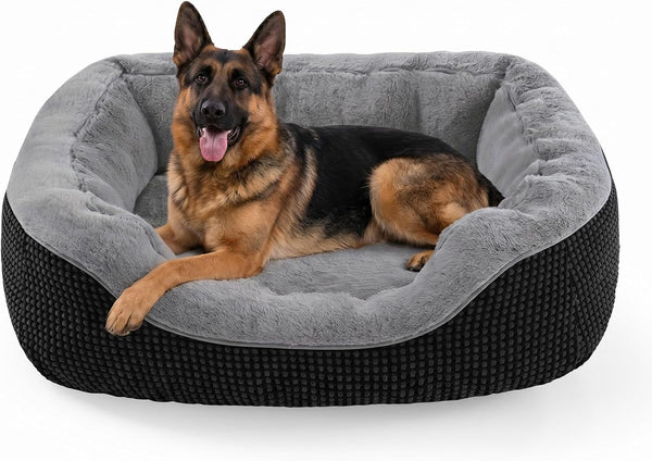 INVENHO Medium Dog Beds for Medium Dogs Washable, Rectangle Dog Bed Medium Size Dog, Orthopedic Dog Bed, Warming Soft Calming Sleeping Puppy Bed Durable Pet Bed with Anti-Slip Bottom M(30"X24"X9")34
