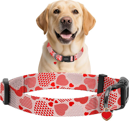 Kazazoo Dog Collar Cute and Soft Nylon Puppy Collar Girl Dogs, Adjustable Purple Dog Collars for Medium Dogs, Purple Flowers-M28