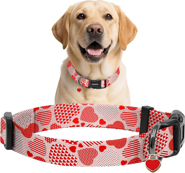 Kazazoo Dog Collar Cute and Soft Nylon Puppy Collar Girl Dogs, Adjustable Purple Dog Collars for Medium Dogs, Purple Flowers-M28