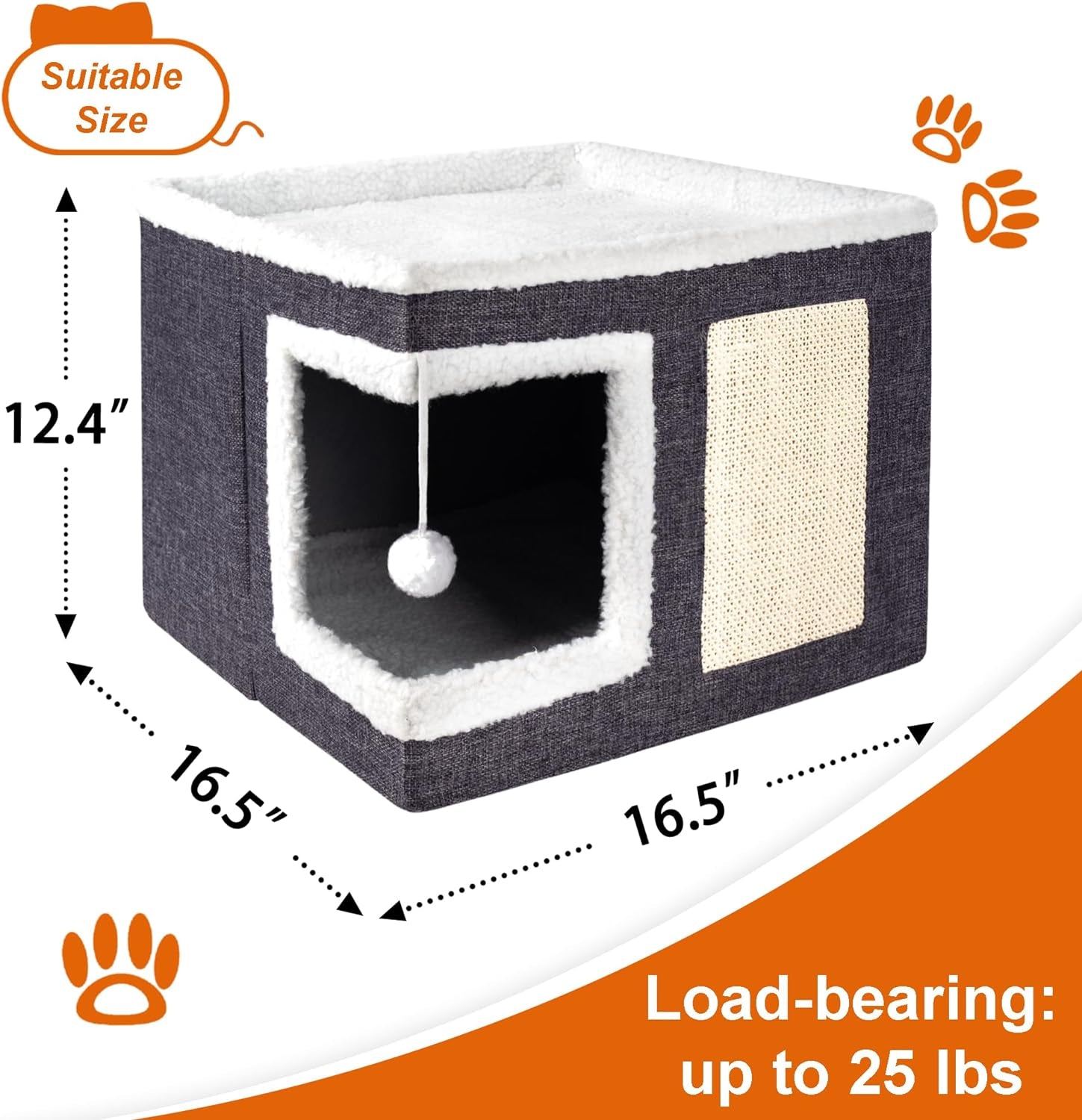 loyareal-cat-houses-for-indoor-cats-large-cat-bed-cave-with-scratch-pad-and-fluffy-ball-foldable-cat-condo-hideaway-with-reversible-cushion-for-multi-small-pet-dark-grey