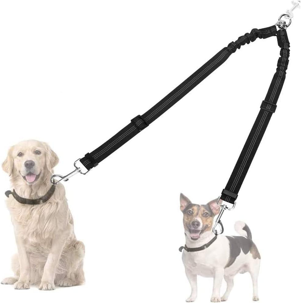 autowt-double-dog-leash-no-tangle-360-swivel-rotation-reflective-lead-attachment-adjustable-length-dual-two-dogs-lead-splitter-comfortable-shock-absorbing-walking-training-for-2-dogs