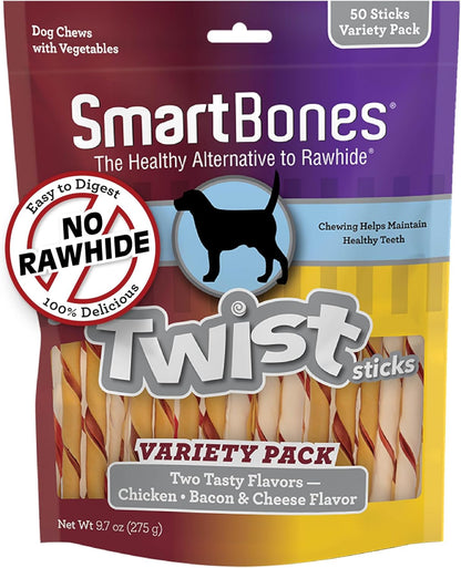Smartbones Smart Twist Sticks, Rawhide Free Dog Chew Sticks, Made with Real Chicken, 50 Sticks , 9.7 Ounce (Pack of 1)19