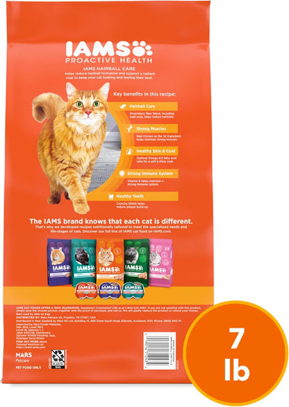 IAMS Proactive Health Hairball Dry Cat Food, Chicken & Salmon, 7 Lb | Veterinarian-Recommended, Reduces Hairballs, Supports Healthy Digestion, Maintains Healthy Weight, Nourishes Heart8