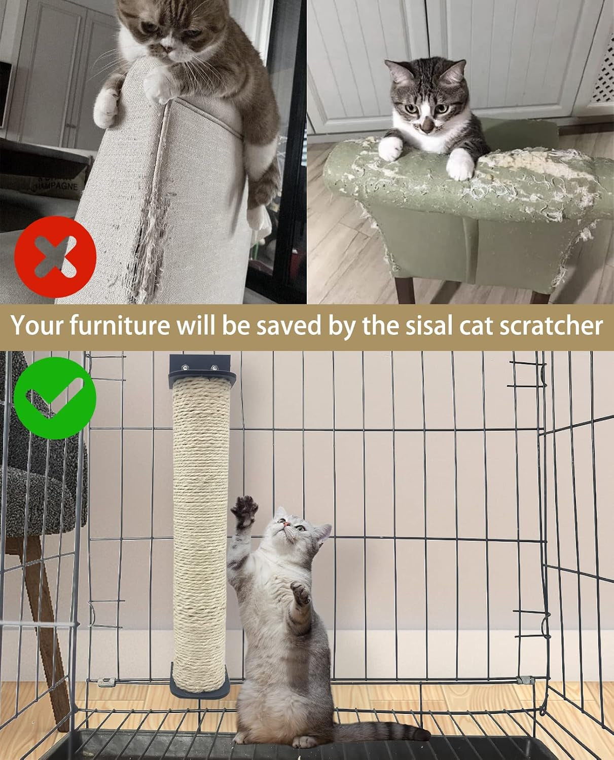 vcepjh-2-pcs-cat-scratching-post-for-crate-cage-mounted-cat-scratcher-natural-sisal-scratch-for-scratching-and-climbing-furniture-15x2-7inches-white