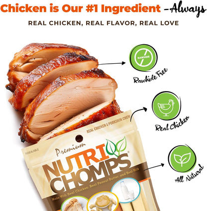 Nutri Chomps Dog Chews, 5-Inch Twists, Easy to Digest, Rawhide-Free Dog Treats, 15 Count, Real Chicken, Peanut Butter and Milk Flavors | a Rawhide-Free Chew That'S Gentle and Easy to Digest, Made with the Real, Wholesome Ingredients Dogs Love2