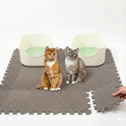 Mewtopia No-Gap Puzzle Cat Litter Box Mat – Seamless, Limitless Expandable, Extra Large(41.3"X21.6") Litter Trapping Mat, Urine & Waterproof, Detachable, Easy to Rinse, Vacuum.1