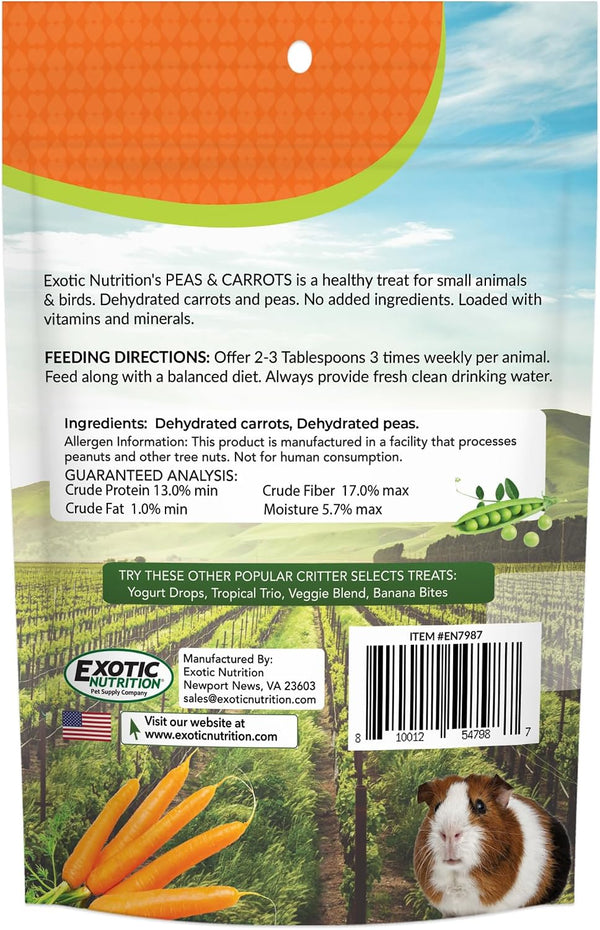 Exotic Nutrition Peas & Carrots 8 Oz. - Healthy Natural Mixed Dried Vegetable Treat - for Rabbits, Guinea Pigs, Hamsters, Chinchillas and Small Pets3