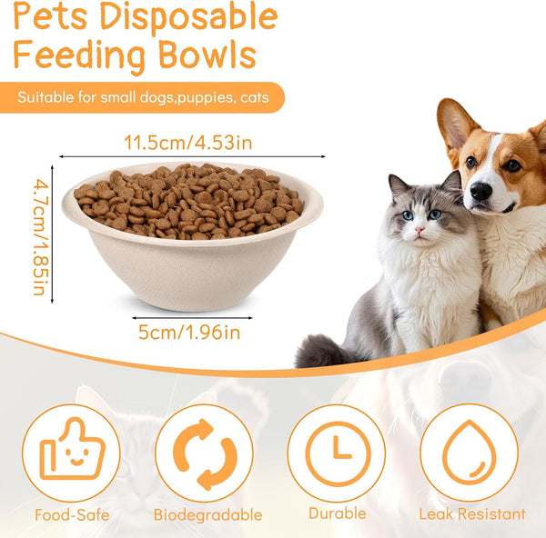 250 Pcs Disposable Pets Bowls Bulk Compostable Pets Feeding Bowls Thickened Disposable Pet Bowl Paper Dog Travel Bowl for Small Dogs Puppy Cat, Leakproof Pet Feeding and Watering2