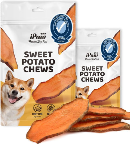 Ipaw Sweet Potato Dog Treats, Sqf-Certified Production Process Dog Chew | Human Grade, Single Ingredient, Rawhide Alternative Dog Treats for Vegetarian, Hypoallergenic, Easy to Digest10