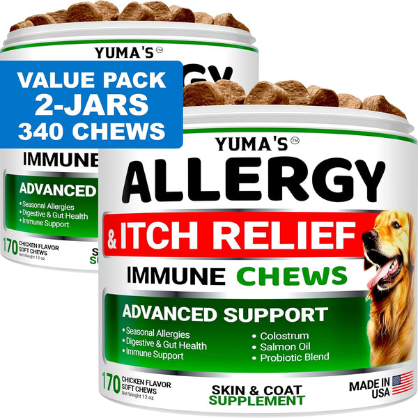 Dog Allergy Relief Chews - Dog Itching Skin Relief Treatment Pills - 170 Treats - Anti-Itch Chewables - Itchy and Paw Licking - Hot Spots - Omega 3 Fish Oil - Dry Skin & Coat Supplement7