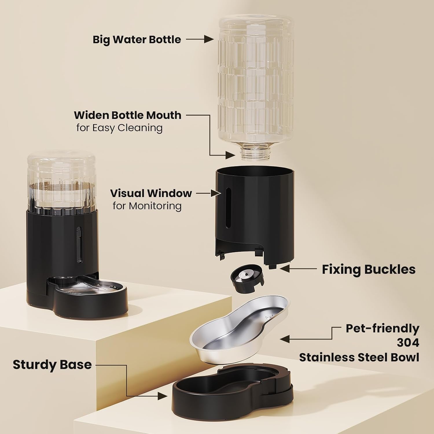 czpet-dog-water-bowl-dispenser-5l-wider-mouth-gravity-refilling-black-automatic-cat-waterer-with-removable-stainless-steel-bowl-upgraded-brush-easy-cleaning-large-drinking-area-for-multi-pet
