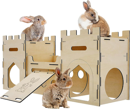 HIIMALEX Extra Large Wooden Bunny Castle House Multistory Climbing Tower Hideout Ventilated Sturdy Habitat for Rabbit Guinea Pig Chinchilla Ferret1