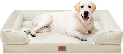 Comfort Expression Orthopedic Dog Bed for Extra Large Dogs with Bolster | Waterproof Dog Couch Bed with Washable Cover & Non-Slip Bottom, Supportive Egg Crate Foam XL Pet Bed, 42X30 Inch160