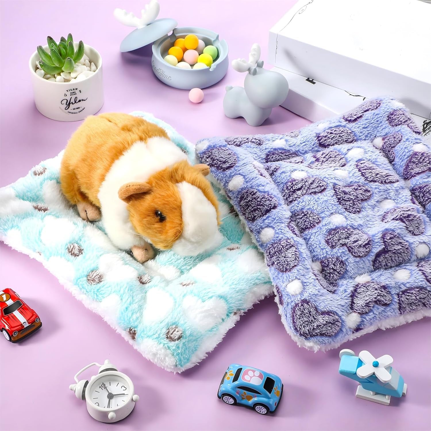 jetec-3-pcs-bunny-guinea-pig-beds-soft-bunny-mats-warm-guinea-pig-mat-small-animal-bed-pads-fleece-sleeping-pads-for-indoor-rabbit-hamster-squirrel-hedgehog-chinchillafleece-heart-purple