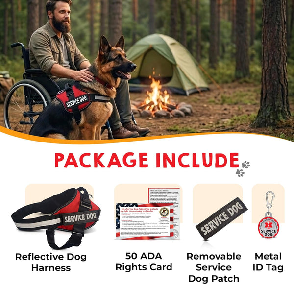 Service Dog Vest, ID Tag 50 ADA Information Cards - Harness with Patchs - M | MEDIUM (Chest: 21.5 - 26 Inch) Durable Metal Tag, 2-Sided Service Animal Cards. ESA Accessory Set8