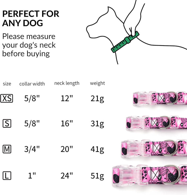 Serijoars Floral Print Puppy Dog Collar for Small Medium Large Dogs Collars with Quick Release Buckle for Girls Female Dog (NO10, S)3
