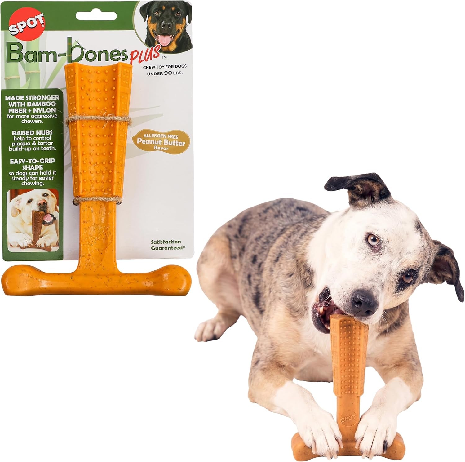 spot-bam-bones-plus-t-bone-bamboo-fiber-nylon-dog-chew-toy-for-moderate-to-aggressive-chewers-durable-long-lasting-non-splintering-beef-flavor-toy-for-adult-dogs-puppies-under-60-lbs-6-in