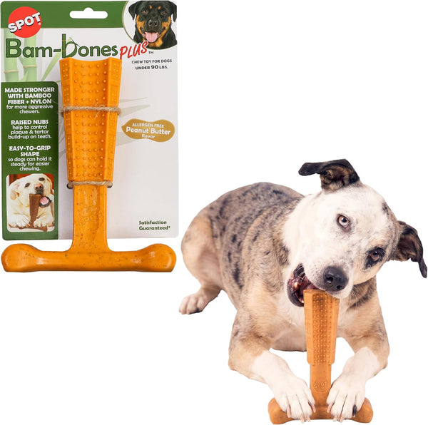 SPOT Bam-Bones plus T Bone – Bamboo Fiber & Nylon Dog Chew Toy for Moderate to Aggressive Chewers, Durable Long Lasting & Non-Splintering, Beef Flavor Toy for Adult Dogs & Puppies under 60 Lbs, 6 In22