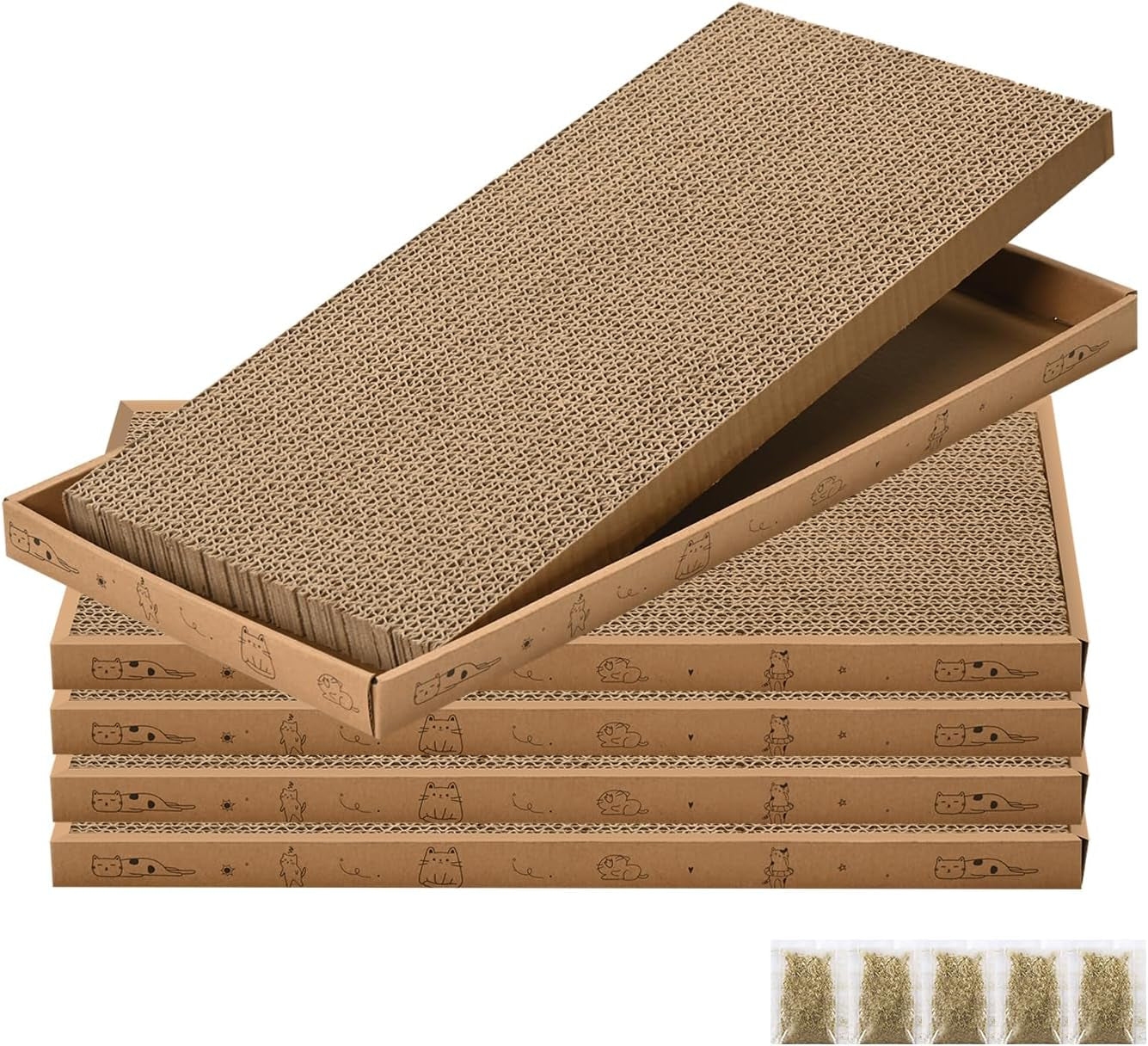 cat-scratcher-cardboard-with-box-durable-corrugate-scratching-kitty-sofa-lounge-bed-reversible-catnip-included-for-indoor-cats-cat-scratching-pad-cat-post-double-sided-design-large-box-5pcs