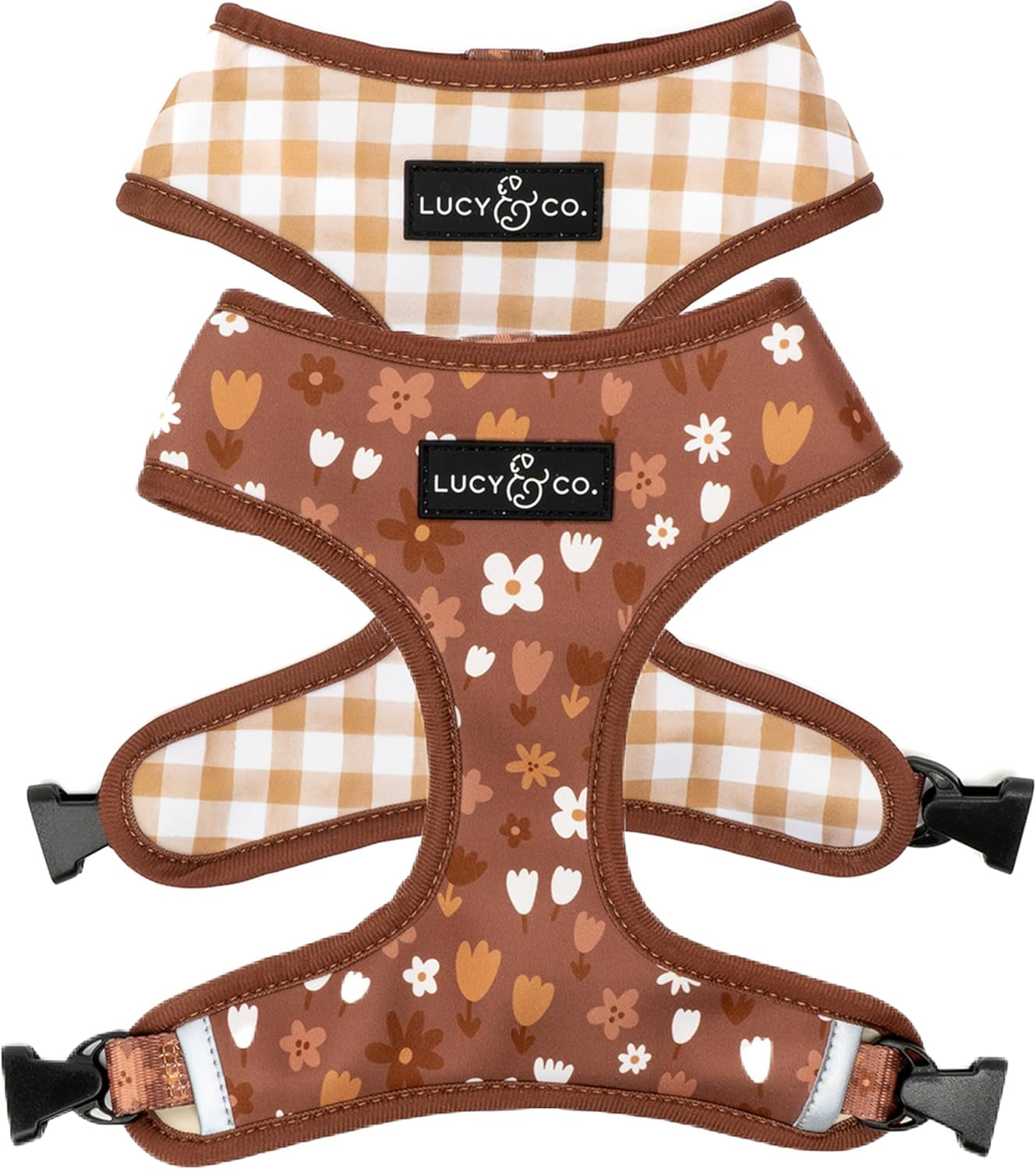 lucy-co-reversible-dog-harness-water-repellent-neoprene-dual-print-design-easy-swap-style-adjustable-comfort-fit-take-a-bow-reversible-harness-small