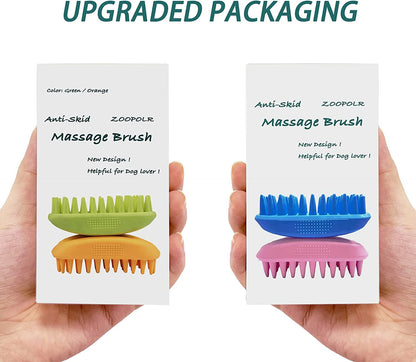 Pet Silicone Shampoo Brush for Long & Short Hair Medium Large Pets Dogs Cats,Shower Wash Curry Brush,Dog Hair Products Accessories Dog Back Massage for Long & Short Hair Small Large Pets Dogs(Green)7