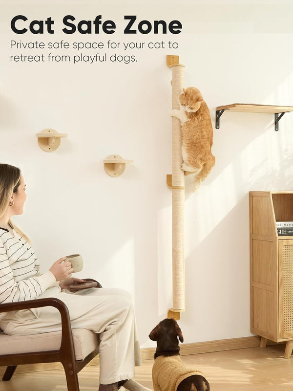 FUKUMARU Cat Wall Scratcher, 60" Tall Kitten Scratching Post | Natural Sisal Pole, Wall Mounted Climbing Tree for Indoor Large Cats5