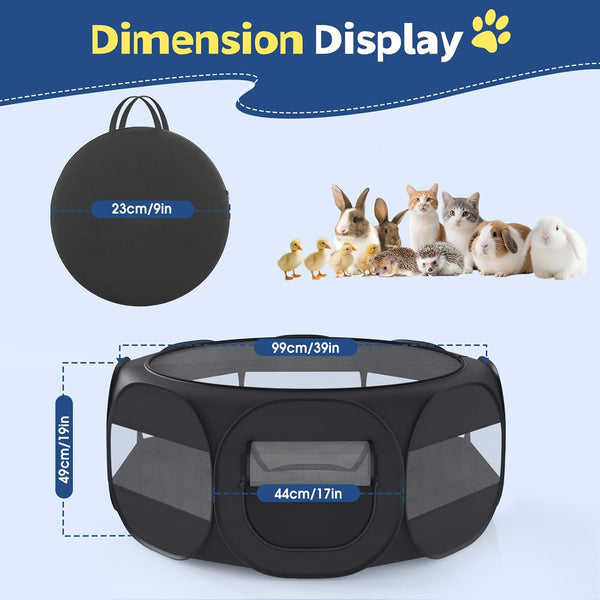 Small Animal Playpen, Chicken Brooder Box with Cover Top, Black | Portable Outdoor Exercise Pet Cage Tent, Waterproof Breathable Pet Playpen Indoor for Chick Ktiien Bunny Hamster Guinea Pig2