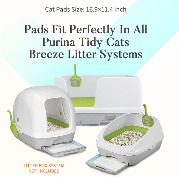 40 Count Cat Litter Pads for Tidy Cats Breeze System, Thickened Pee Pads for Cats, Super Absorbent Cat Pee Pad, Odor Control & Leak-Proof, Unscented 16.9X11.4 Inch4