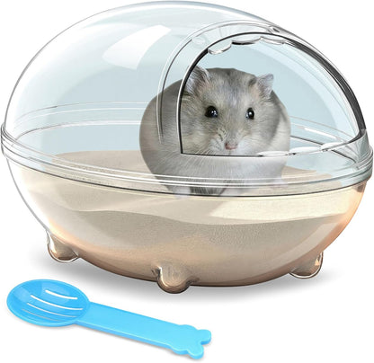Lazyyzal Hamster Bathroom,Hamster Bathtub Box,Dust Bath for Hamster,Hamster Sand Bath Container,Hamster Bath,Hamster Bathing Bowl,Transparent Hamster Bathtub Toilet for Hamster Accessories (S)8