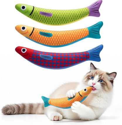 Petbusy Cat Toys With[5000Mg A+Natural Catnip &Silvervine] [Baby Grade] Interactive Soft Chew Kicker Cat Toys for Indoor Cats & Kittens, [Crinkle &Bell] Fish Sound Toy, Drives Bored Cat Crazy with Fun13