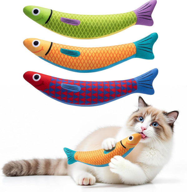 Petbusy Cat Toys With[5000Mg A+Natural Catnip &Silvervine] [Baby Grade] Interactive Soft Chew Kicker Cat Toys for Indoor Cats & Kittens, [Crinkle &Bell] Fish Sound Toy, Drives Bored Cat Crazy with Fun13