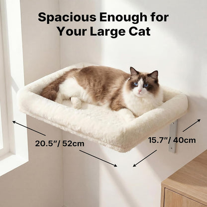 Veehoo Cat Wall Shelves for Large Cats, 2-Pack Cat Shelf for Climbing | 20.5"×15.7" Large Cat Wall Furniture with Soft Cushion Perch Bed, 40 Lbs Support, Fits 16 Inch Drywall2