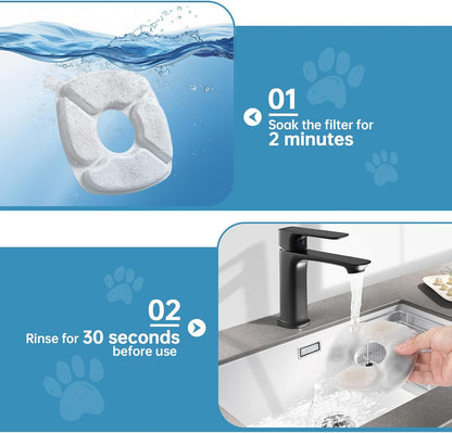 32 Pcs Cat Water Fountain Replacement Filters-16 Pack Cat Fountain Filters with 16 Pack Sponges, Enhanced Compatibility Pet Fountain Filter Fit for 95Oz/2.8L 135Oz/4L 67Oz/2L Pet Drinking Fountain6