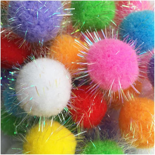 20PCS 1.5INCH Extra Large Cat'S Favorite Chase Glitter Ball Toy | Sparkle Pom Pom Balls1