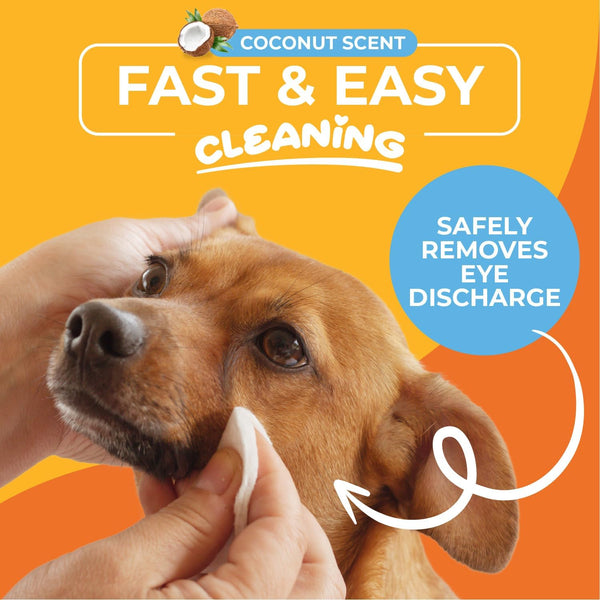 Dog Eye Wipes (100 Count) Hypoallergenic Eye & Face Wipes for Dogs & Cats - Pet Tear Stain Remover & Cleaner - Cleans & Removes Discharge, Crust, & Gunk (Coconut)2