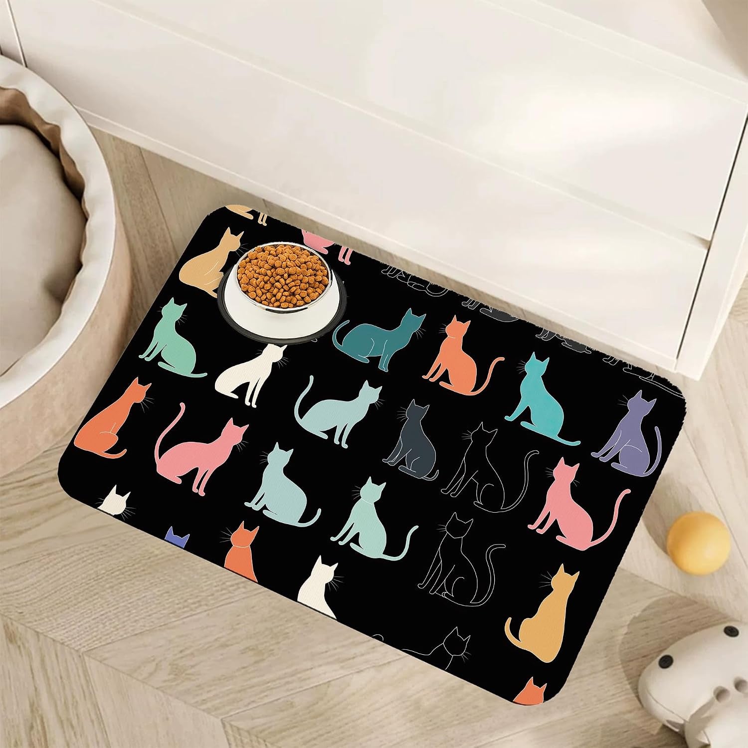cute-strawberry-flower-dog-cat-food-mat-pink-absorbent-pet-feeding-mat-with-rubber-backing-non-slip-water-bowl-placemat-indoor-pet-accessories-supplies-12x20
