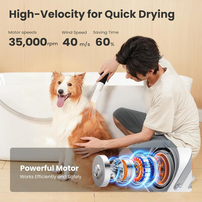 Pecute 7-In-1 Dog Grooming Vacuum & Dryer for Heavy Shedding | 10000Pa Suction, Adj Suction & Temp, Home & Salon Use, 55Db Low Noise, 1.7L Dust Cup, Reduces Flying Hair, Easy Cleanup5
