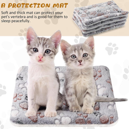 Tuanse 4 Pack Ultra Soft Dog Cat Bed Mat Small Animal Guinea Pig Bed with Cute Print Reversible Fleece Dog Crate Kennel Pad Cozy Washable Thickened Hamster Pet Beds Mat(13 X 19 Inches,Light Gray)7