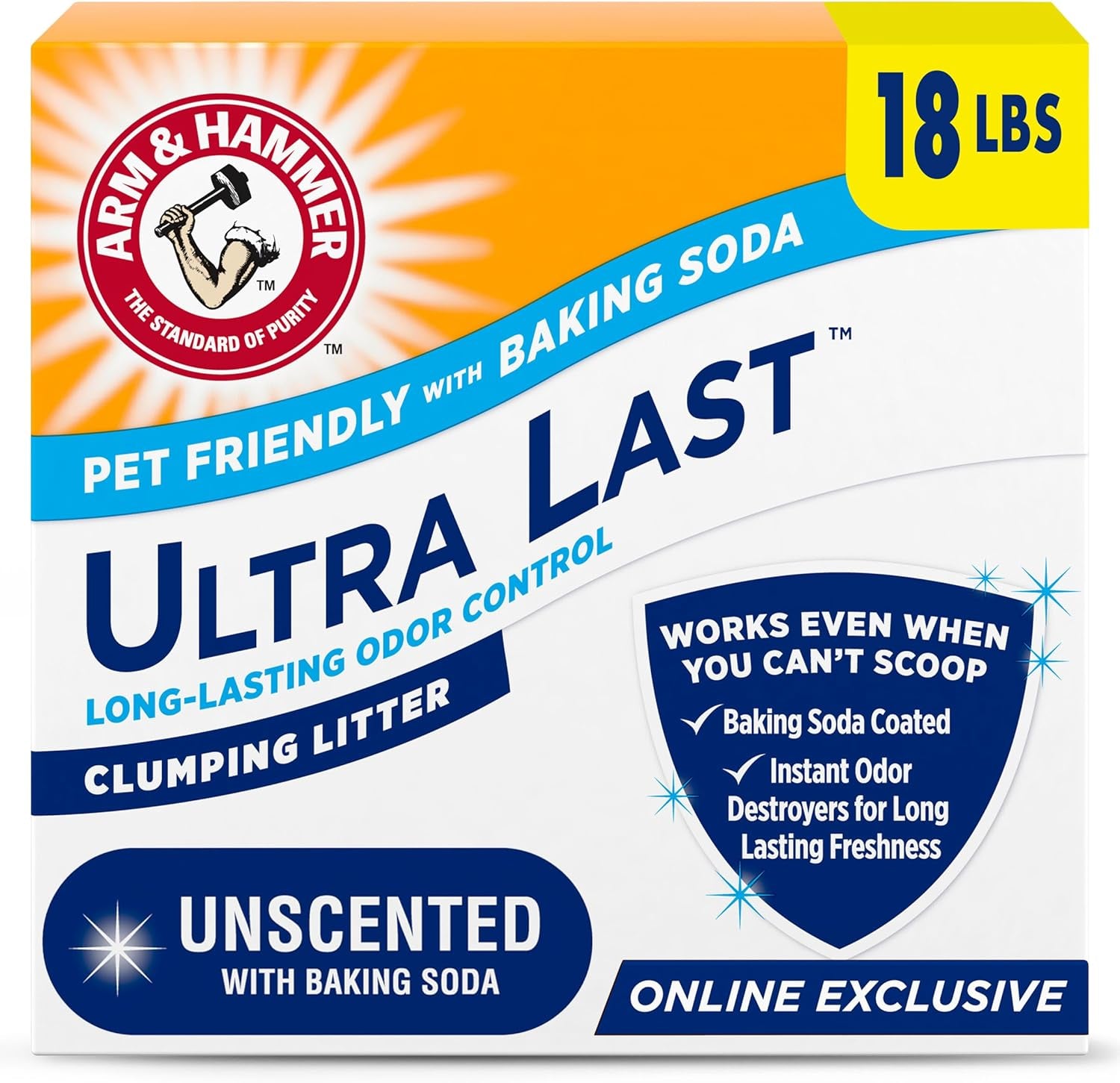 arm-hammer-ultra-last-clumping-cat-litter-unscented-multicat-18-lbs-clumping-formula-99-dust-free-pet-friendly-baking-soda-odor-control