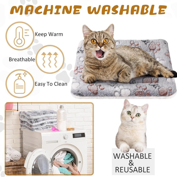 Tuanse 4 Pack Ultra Soft Dog Cat Bed Mat Small Animal Guinea Pig Bed with Cute Print Reversible Fleece Dog Crate Kennel Pad Cozy Washable Thickened Hamster Pet Beds Mat(13 X 19 Inches,Light Gray)4