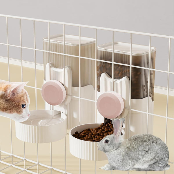 Kathson Rabbit Gravity Auto Feeder Set 35Oz Hanging Automatic Food Water Dispenser Cage Automatic Feeder Set for Rabbit Chinchilla Guinea Pig Hedgehog Ferret Kitty Puppy (Blue)8