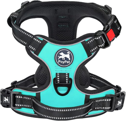 Poypet No Pull Dog Harness, No Choke Front Lead Dog Reflective Harness, Adjustable Soft Padded Pet Vest with Easy Control Handle for Small to Large Dogs(Pink, Medium)20