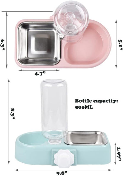 Love Dream Crate Dog Bowl, No Spill Kennel Hanging Pet Food Water Bowl Set | Automatic Water Dispenser and Removable Stainless Steel Bowls Raised Double Bowls for Indoor Cats, Rabbit, Small Medium Dogs6