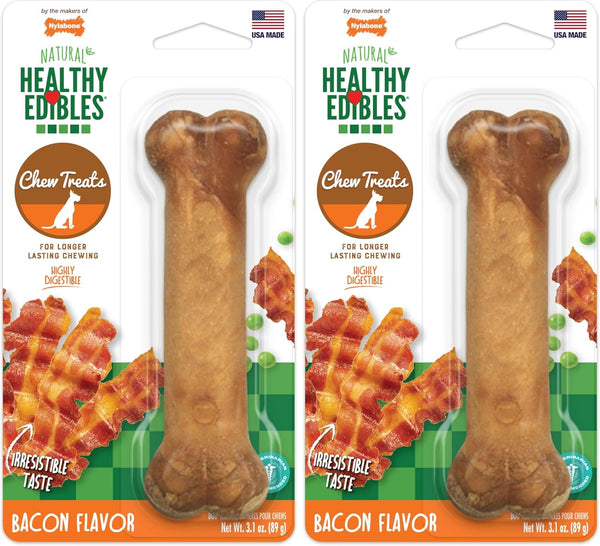 Nylabone Healthy Edibles Natural Dog Chews Long Lasting Roast Beef Flavor Treats for Dogs, Medium/Wolf (2 Count)12