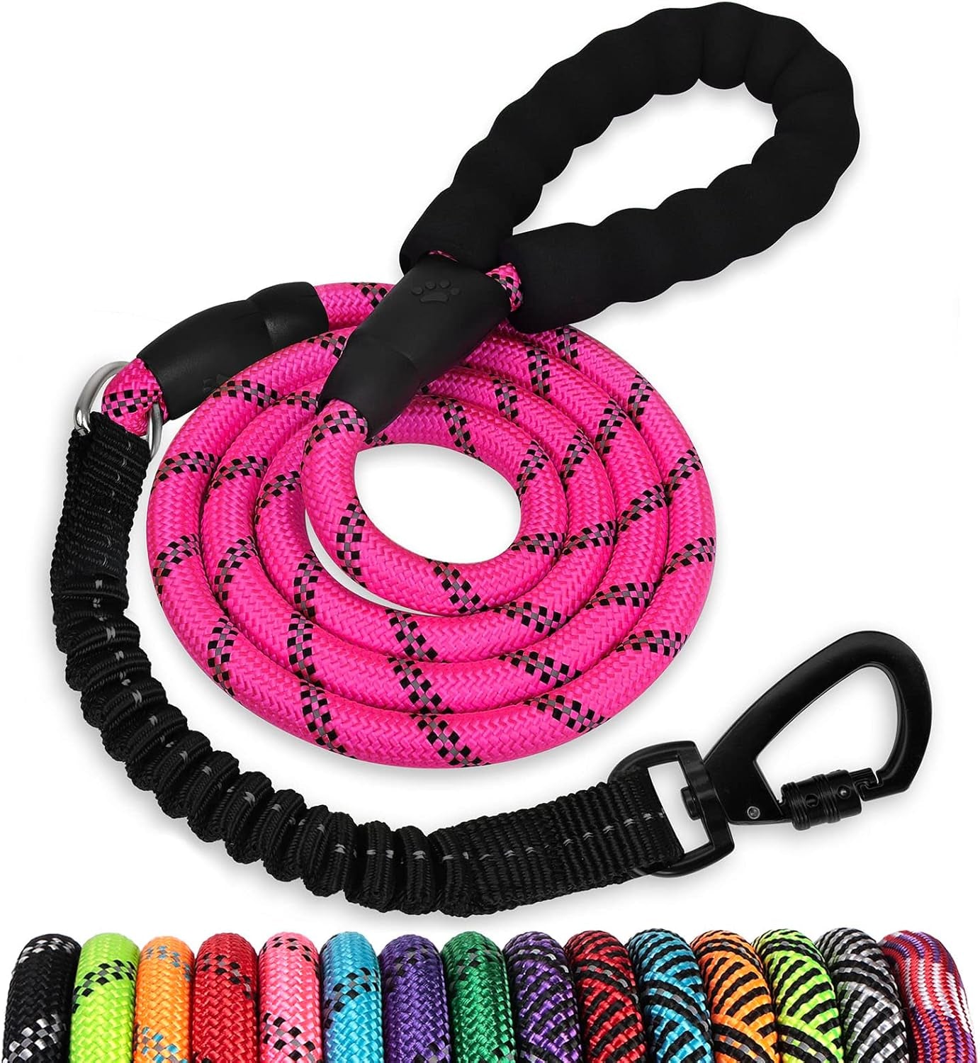 long-dog-leash-15-ft-heavy-duty-rope-leashes-for-dogs-training-with-swivel-lockable-hook-reflective-threads-bungee-and-padded-handle-dog-lead-for-large-small-medium-dogs-outside-walking-hiking